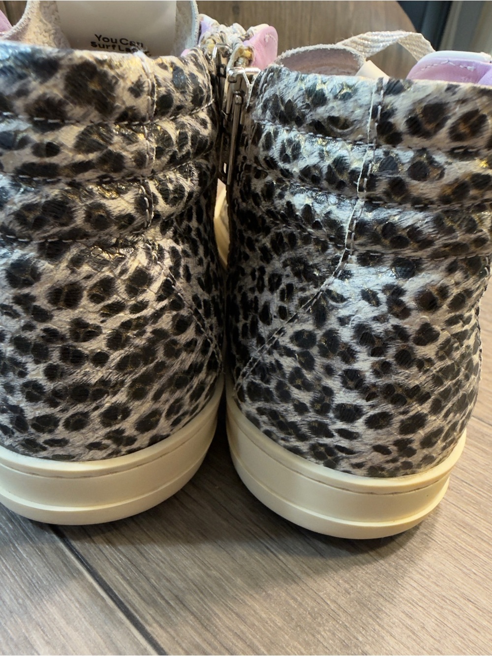P448 Skate Lace High Top Sneakers Size 41 10-10.5 Animal print Metallic - Picture 6 of 9